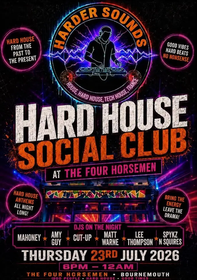 Harder sounds presents Hard house social club free entry