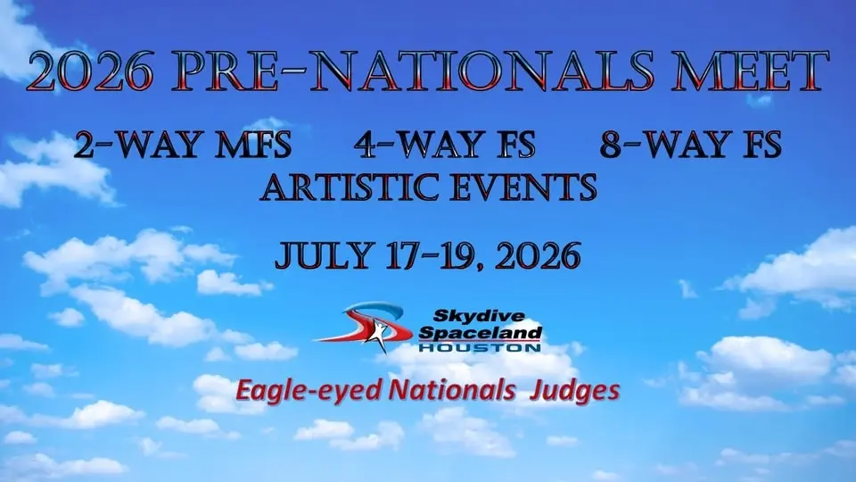 2026 Spaceland Houston preNationals: Formation Skydiving and Artistic Events