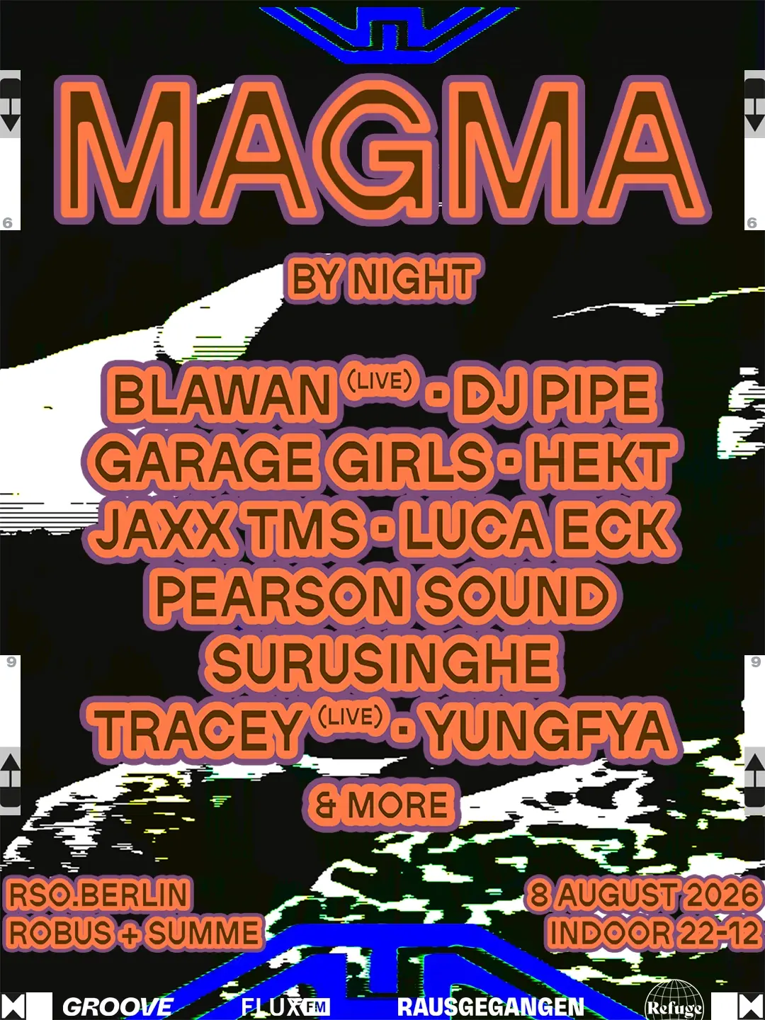 MAGMA BY NIGHT with Blawan, Pearson Sound, JAX TMS, Garage Girls