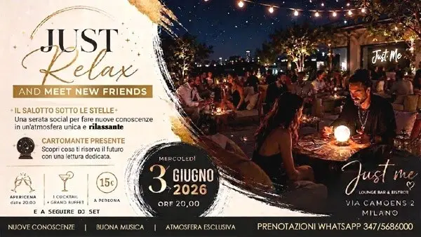 Just Relax – Mercoledì 03/06 Aperitivo Social, Calice di vino, Cartomante, DJset