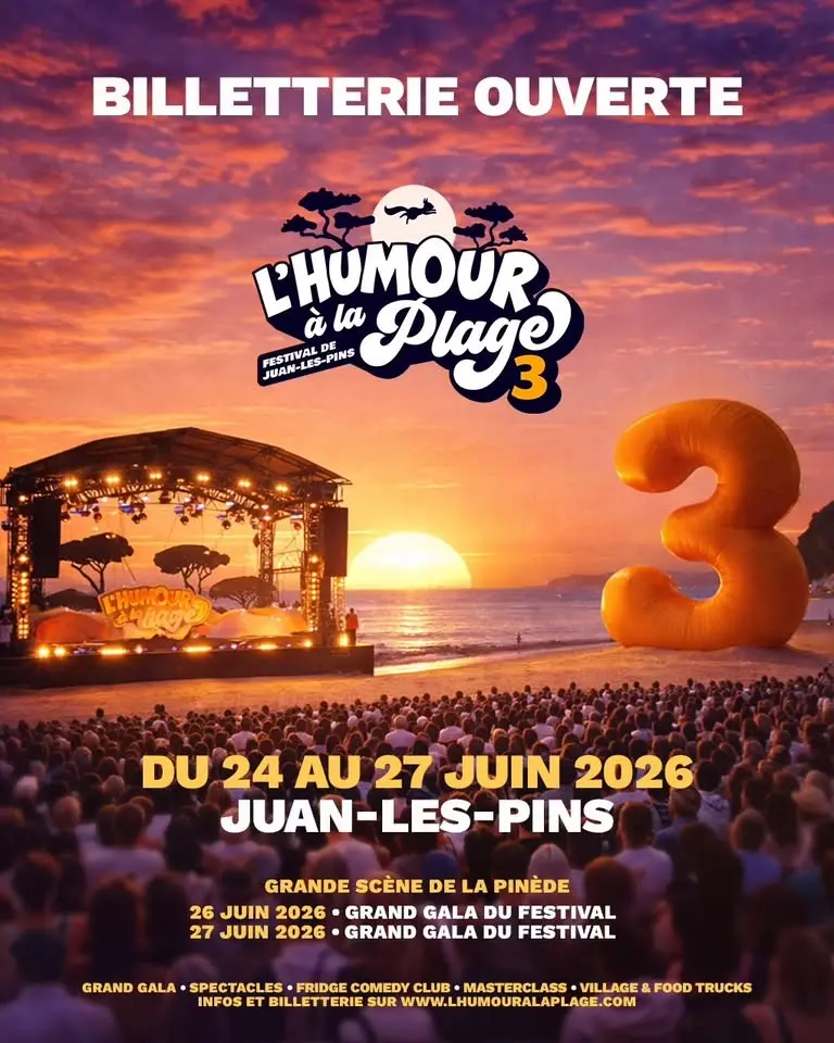 L'HUMOUR À LA PLAGE • PINÈDE GOULD - JUAN-LES PINS • 26 & 27 JUIN 2026