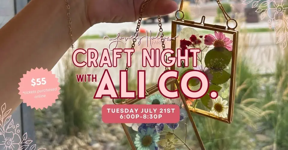 Hanging Pressed Floral Frames Craft Night on The Farm