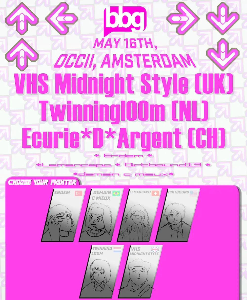 BBG PRESENTS: ECURIE D’ARGENT (CH) + TWINNINGL00M (NL) + VHS MIDNIGHT STYLE (UK)