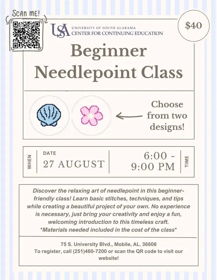 🪡 Beginner Needlepoint Class
