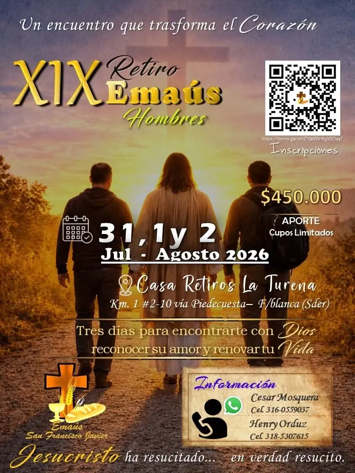 Retiro hombres Emaus San Francisco Javier piedecuesta