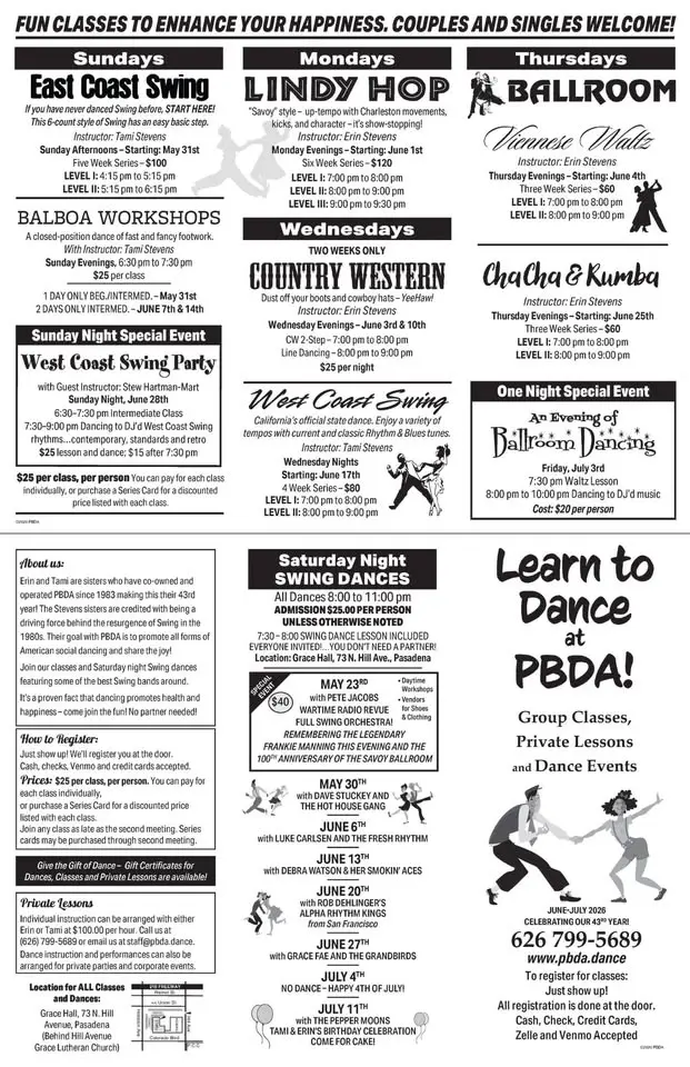 NEW SERIES OF CLASSES STARTS THIS SUNDAY, MAY 31st, at PBDA! (Just 'show up' to register in!)