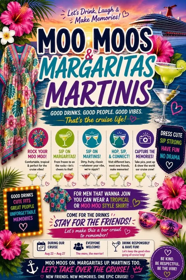 🍹🌺🍸 Moo Moos, Margaritas & Martinis Bar Crawl 🍸🌺🍹