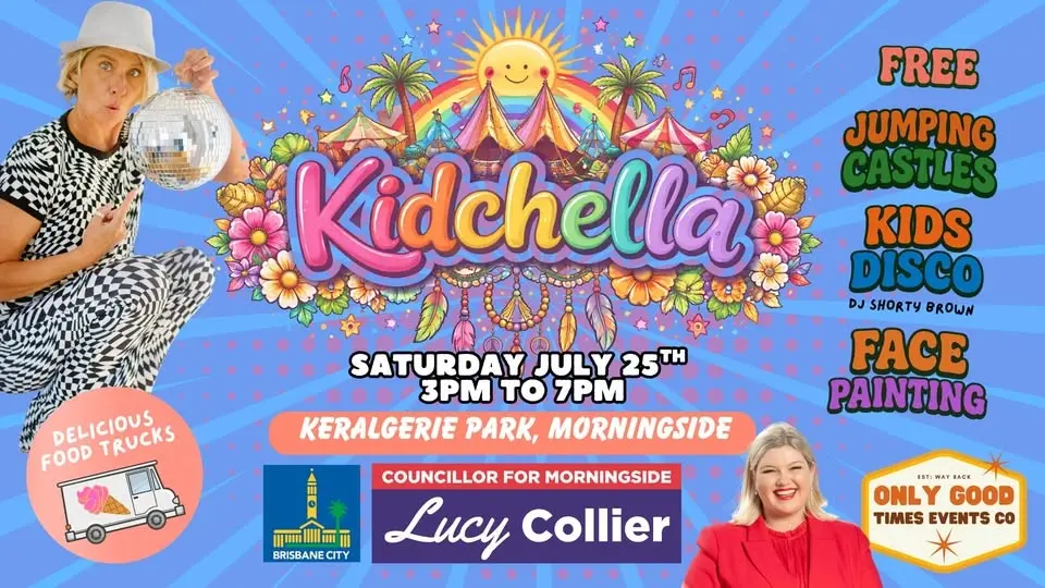 Brisbane KIDCHELLA - Free disco, free jumping castles, free face painting