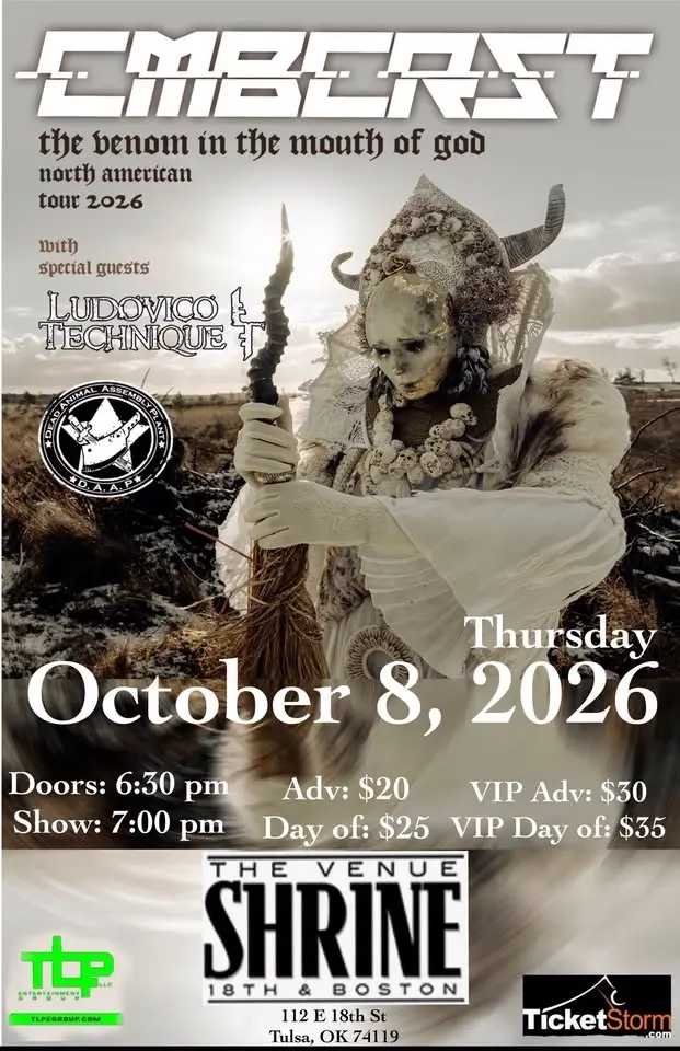 The Venom in the mouth of God Tour 2026 II Combichrist II Venue Shrine II Tulsa