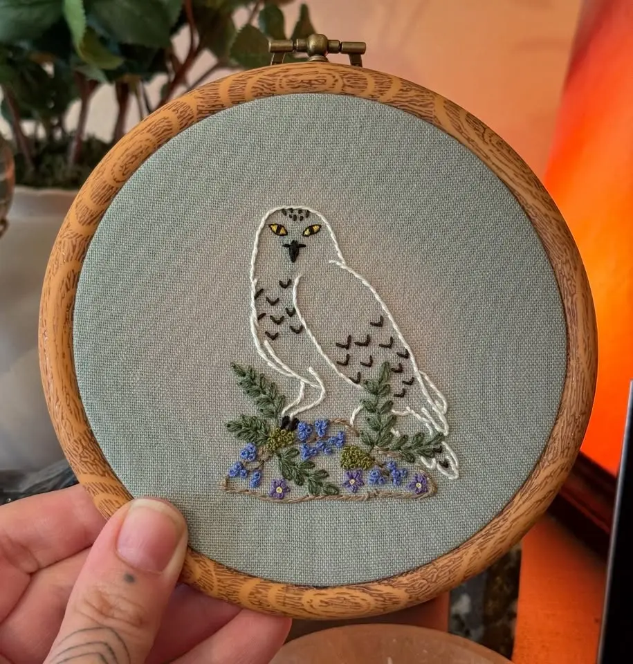Snowy Owl Hand Embroidery Class & Ambassador Bird Visit