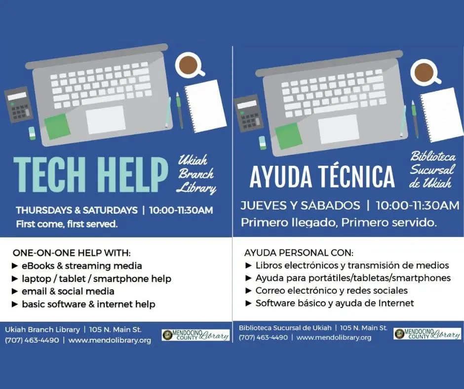 Tech Help - Every Thursday & Saturday from 10-11:30 AM