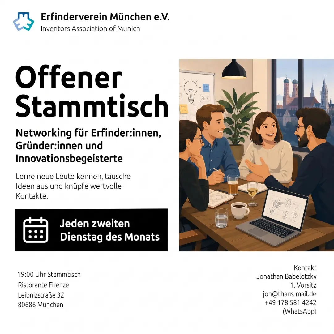 Erfinder Verein / Inventors Association (Monthly Meetup) + Vortrag von einem Patent-Anwalt