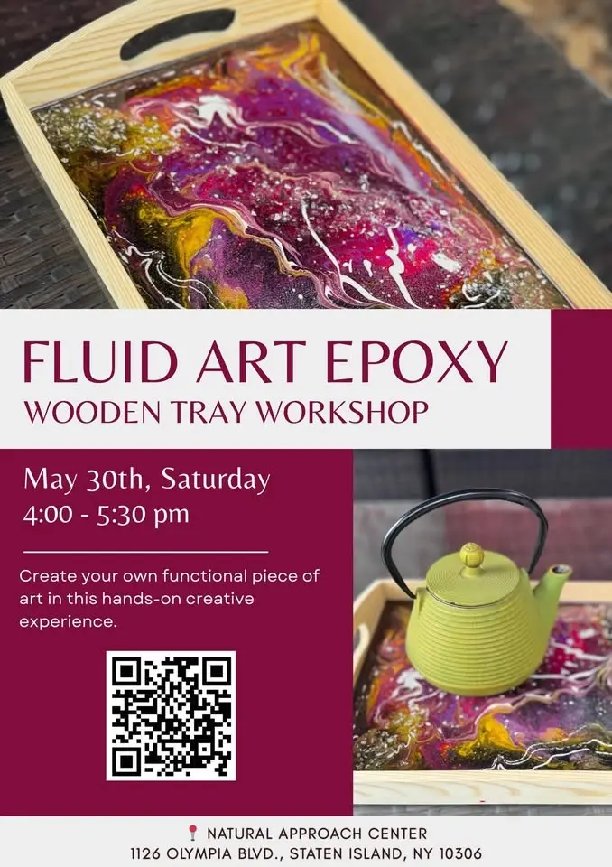 Fluid art epoxy wooden tray