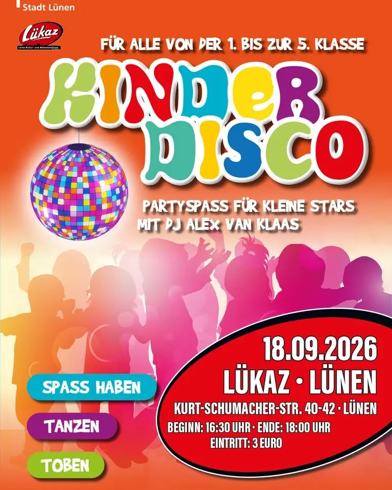 Kinderdisco - 18.09.2026 - Lükaz Lünen