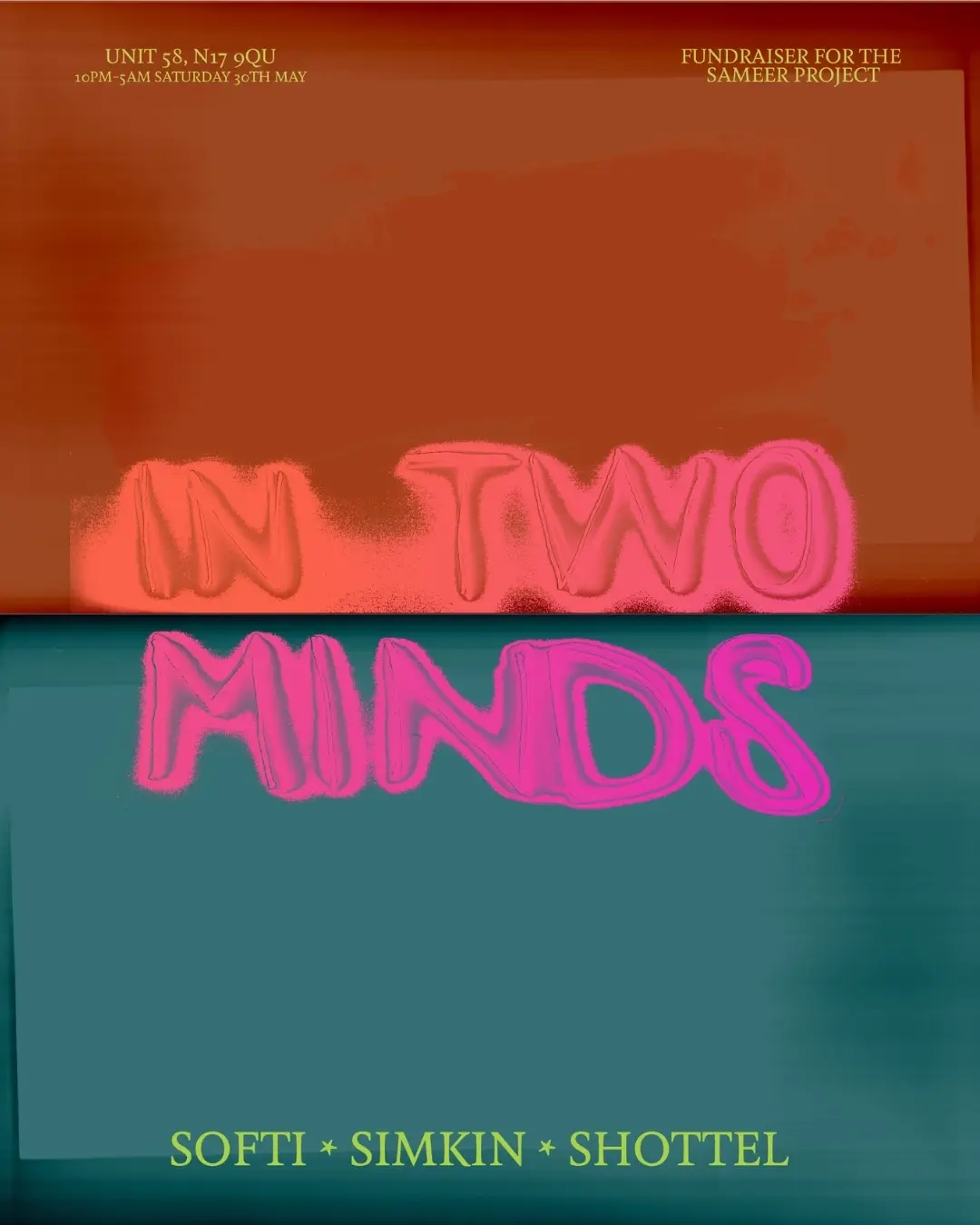 in two minds with Softi, simkin + shottel – fundraiser for The Sameer Project