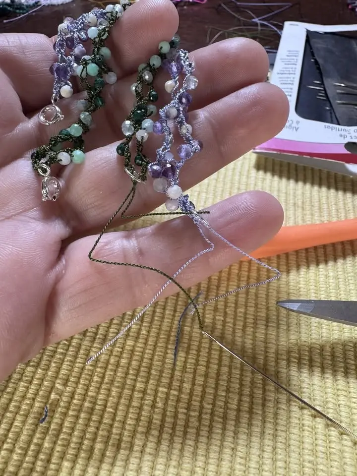 Gemstone & Silk Crochet Necklace/Bracelet *$20 * All Materials Provided