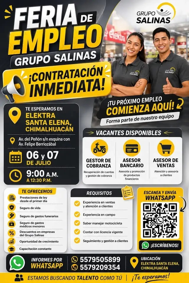 Feria de empleo Elektra Santa Elena Chimalhuacan