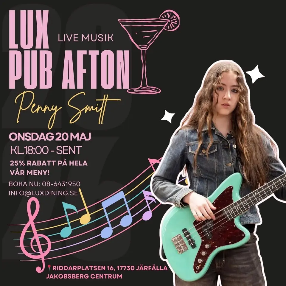 LUX PUB AFTON – Med Penny Smitt 🍸🎶🎸