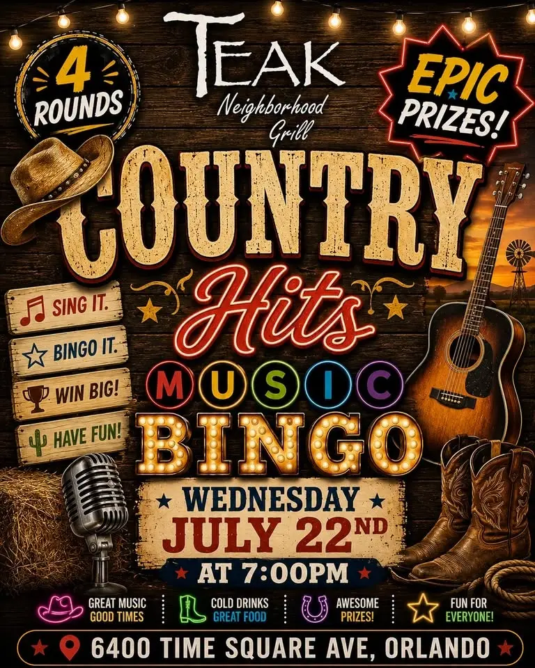 Country Music Bingo @ Teak Neighborhood Orlando