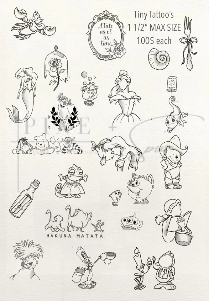 Disney Tiny Tattoos (Fine Line)