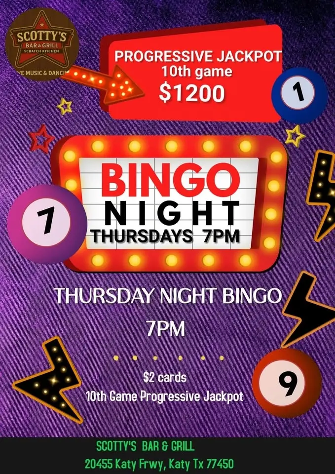 THURSDAY NIGHT BINGO 7pm *$1200 Progressive Pot!!! 