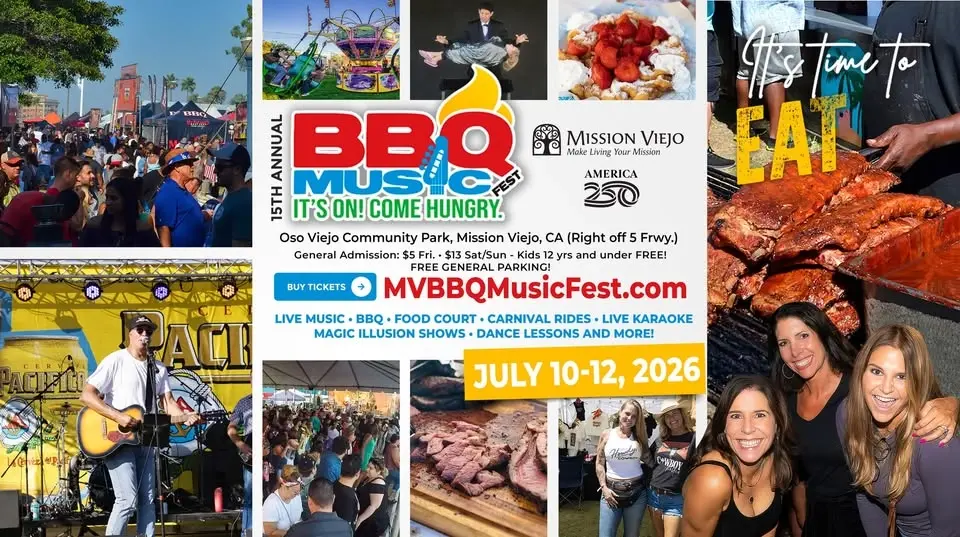 15th Annual BBQ Music Fest - July 10-12, 2026 - Free General Parking