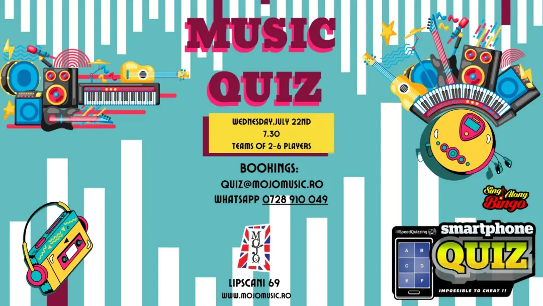 Music Speed Quiz with Sing-Along Bingo - 22nd July 2026