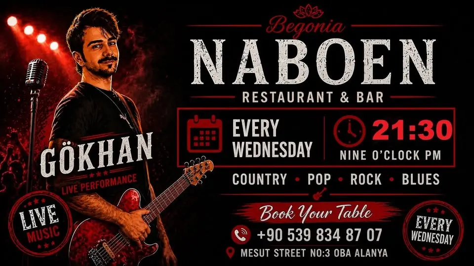 LIVE MUSIC & DANCE IN OBA ALANYA with GÖKHAN COUNTRY POP ROCK BLUES