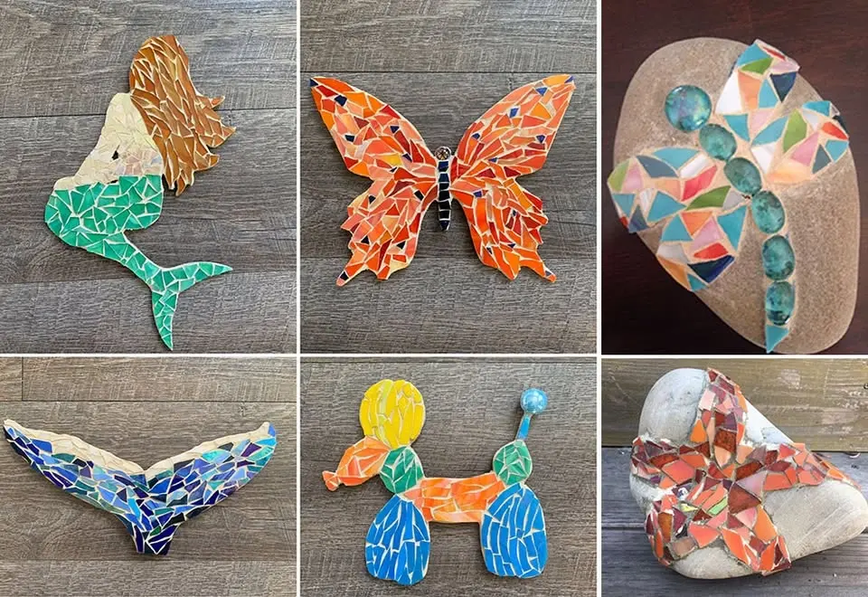 Glass Mosaic Small Project Class - Garden Art, Ornaments and Rocks