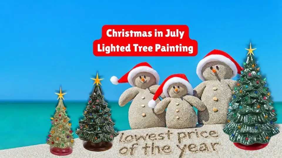 Christmas in July Lighted Tree Painting