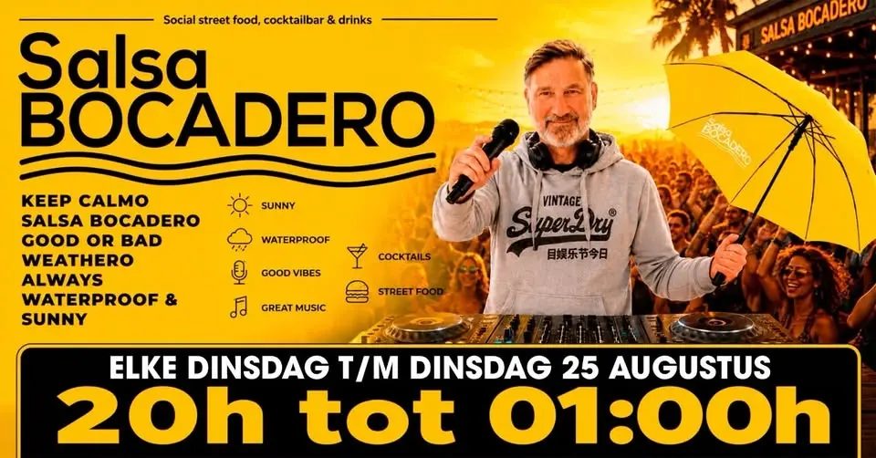 SALSA BOCADERO, Elke dinsdag t/m dinsdag 25 augustus.