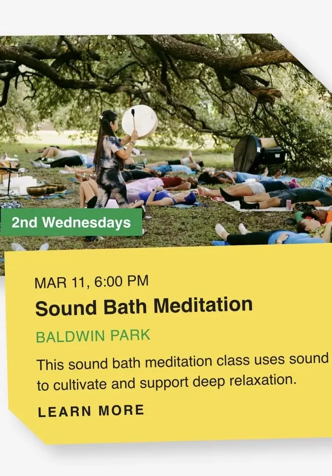 Sound Bath Meditation/Relaxation Session @ Baldwin Park (Every 2nd Wed.)
