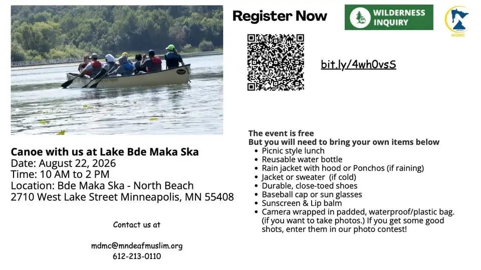 Free and fun Deaf social event. Join us for a day of outdoors and canoeing with Wilderness Inquiry! 