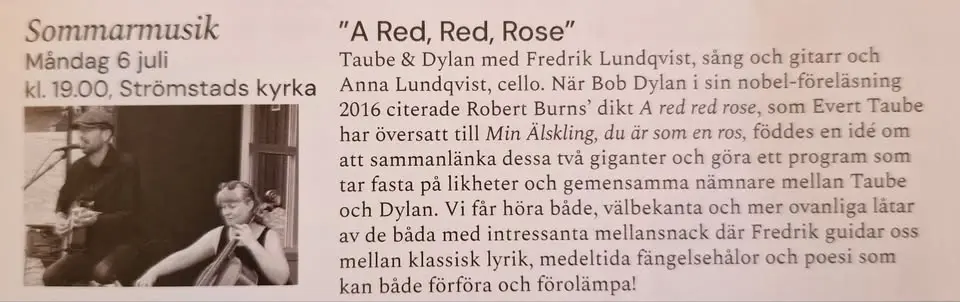 "A Red, Red Rose" - Taube & Dylan med Fredrik & Anna
