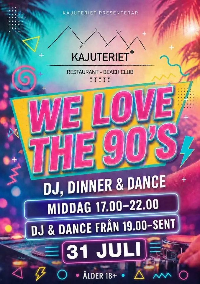 🎉💃🏻WE LOVE THE 90’s på KAJUTERIET💃🏻🎉