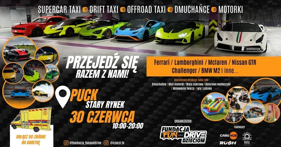 Przejedź się Ferrari, Lamborghini, McLaren, GTR, Challenger, BMW - PUCK