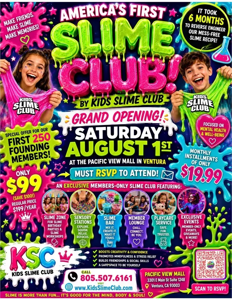 FREE SLIME | Kids Slime Club Grand Opening | RSVP To Attend