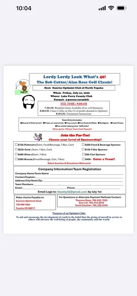 Bob Cutter/Alan Rose Golf Classic