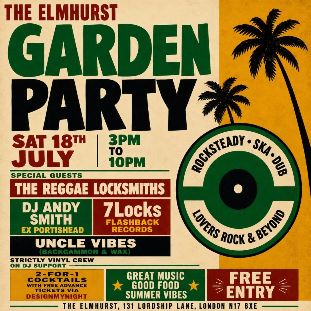 free Garden Party w The Reggae Locksmiths (DJ Andy Smith (ex-Portishead) & 7Locks