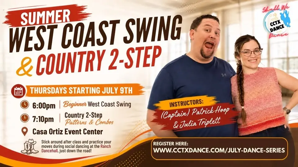 Beginner West Coast Swing 4-Week Series  • Thurs Starting 7/9 @ Casa Ortiz with Julia & Patrick