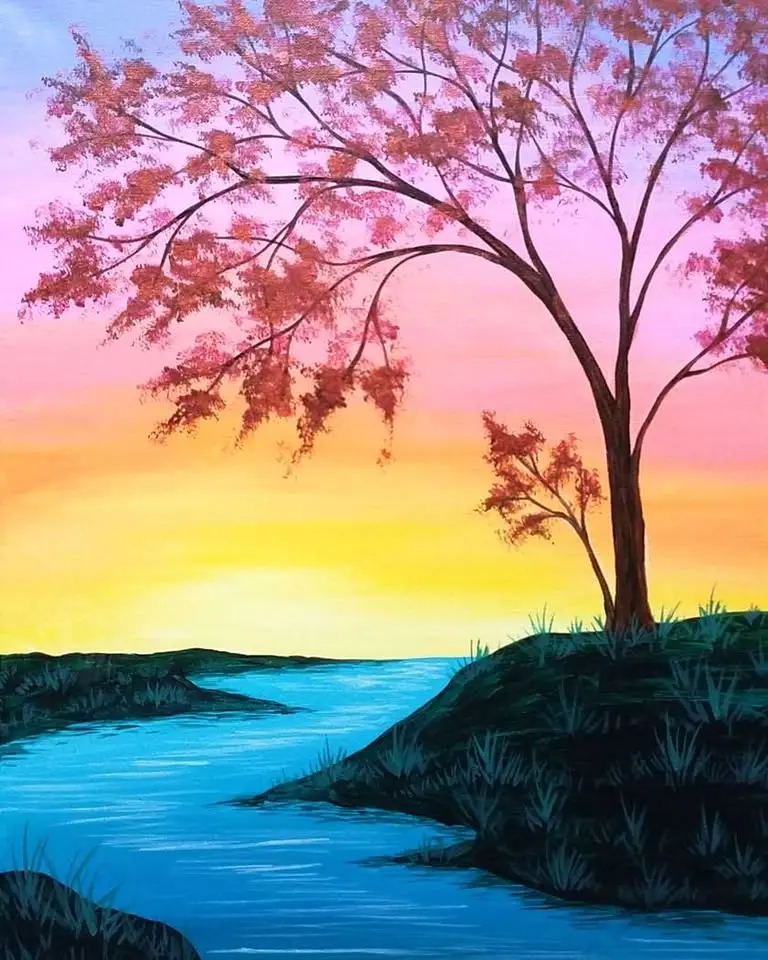 Mimosa Sunday! Sip & Paint 'Redbud River' with us!