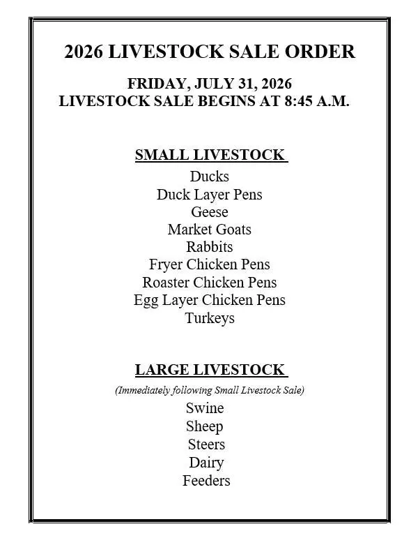 2026 Tuscola County 4-H and FFA Livestock Sale