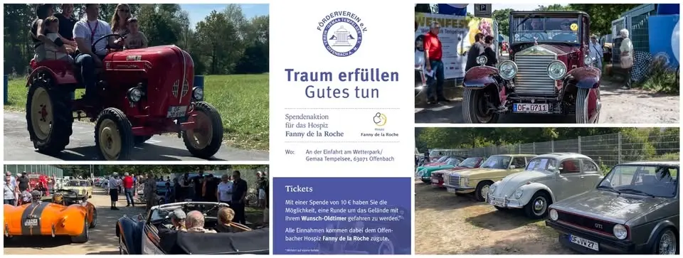 Tempelsee Classic - Oldtimer Show mit Spendenfahrten für das Offenbacher Hospiz Fanny de la Roche