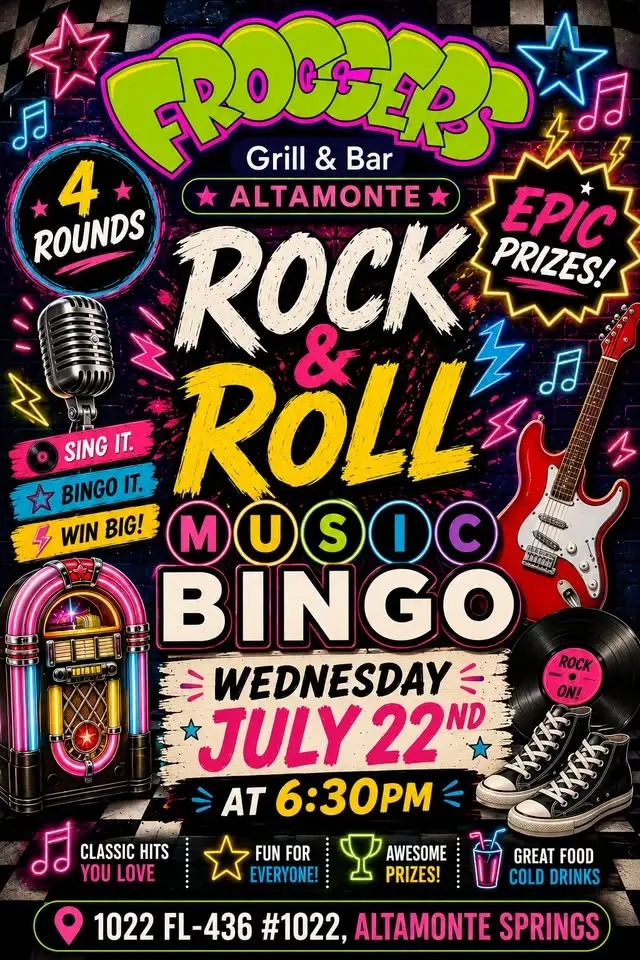 Rock & Roll Hits Music Bingo @ Froggers Altamonte