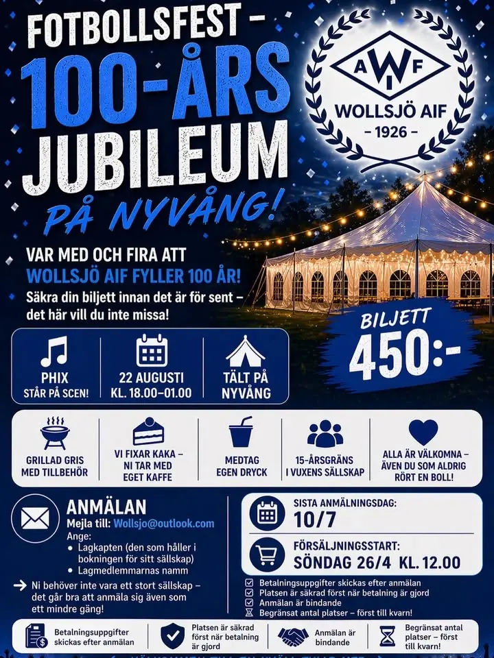 100 års jubileum med Wollsjö AIF 