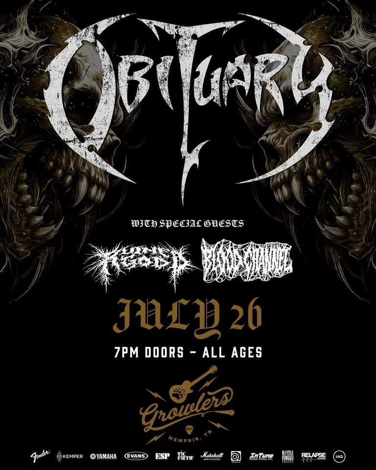 Obituary w/ Ruined God & Blood Channel at Growlers Memphis
