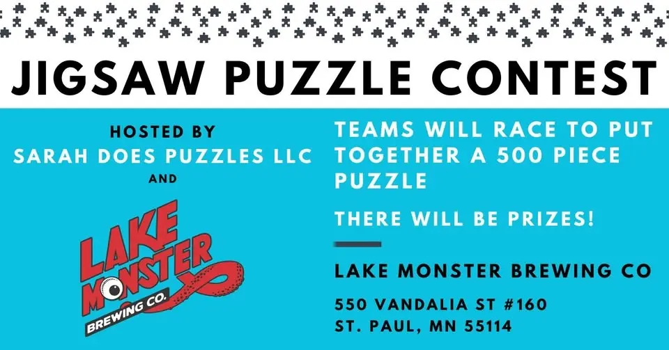 Team Jigsaw Puzzle Contest at Lake Monster Brewing with Sarah Does Puzzles LLC