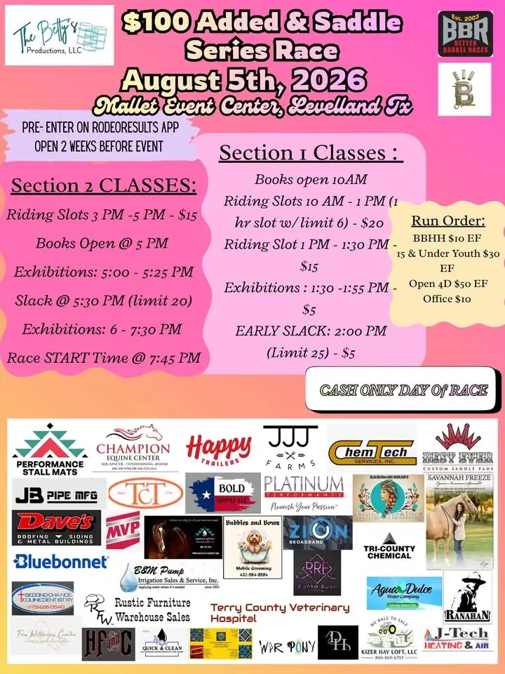 $100 Added Open 4D & Saddle Series Race