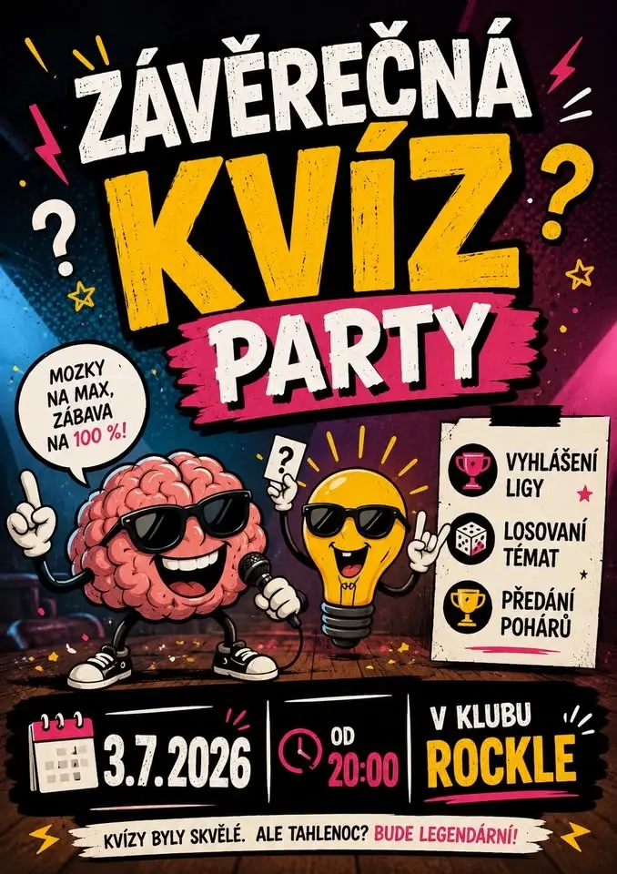 Kvíz Párty - Vyhlášení Jarní Ligy/Předání Pohárů + Losování letních témat 
