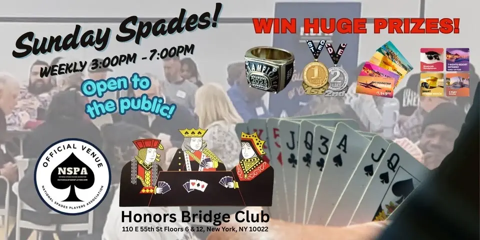 The NSPA and Honors Bridge Club present Sunday Spades in NYC!